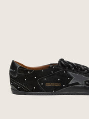 Women's True-Star in black suede with Swarovski crystals and black leather star