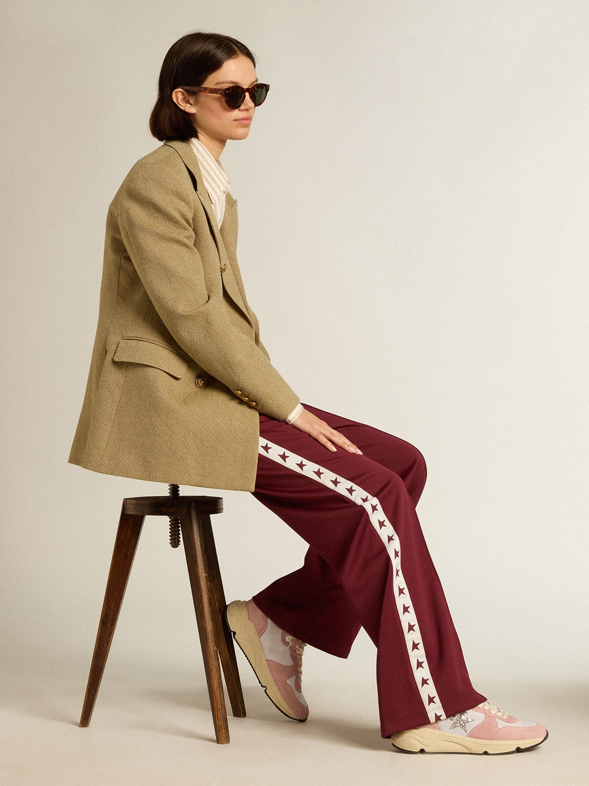 Women's Running Sole in gray mesh and suede with silver glitter star