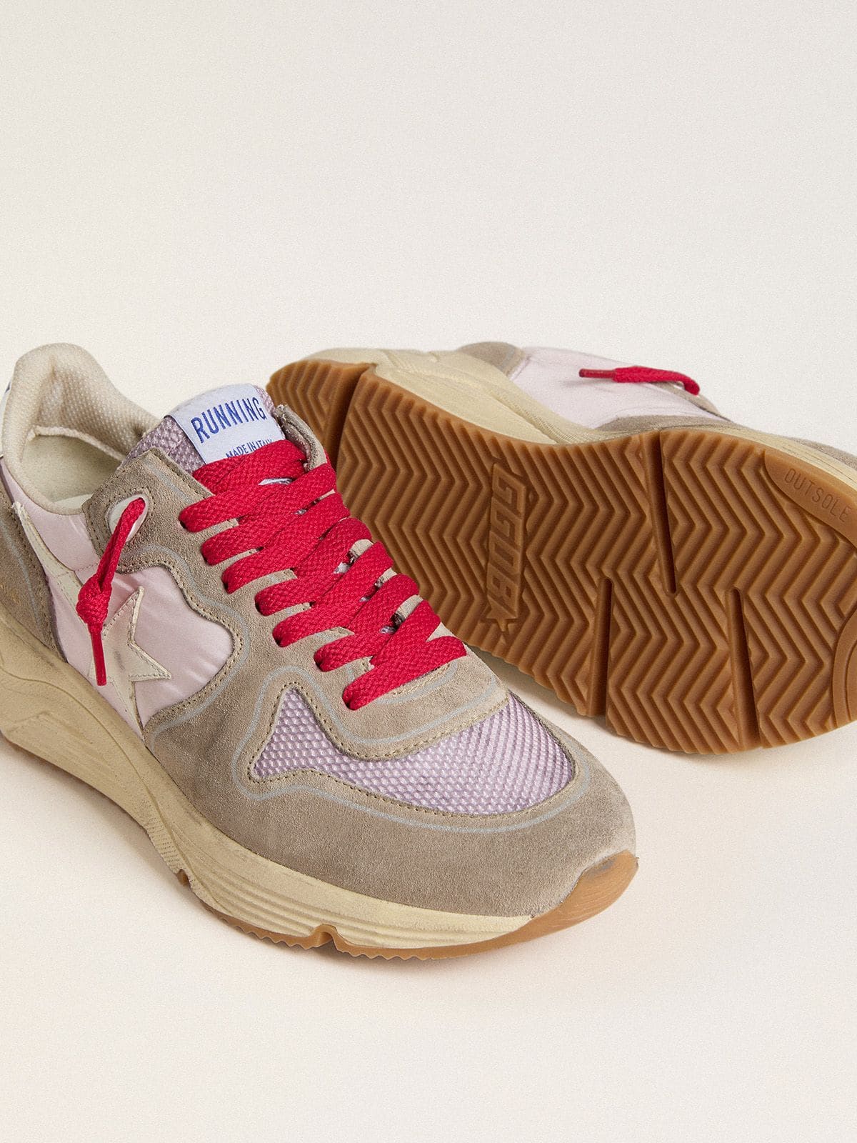 Running Sole LTD in pink nylon with white leather star