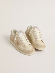 Stardan in cream-colored suede and leather with Swarovski and a suede star