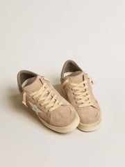 Women's Stardan in old rose suede with white leather star and heel tab