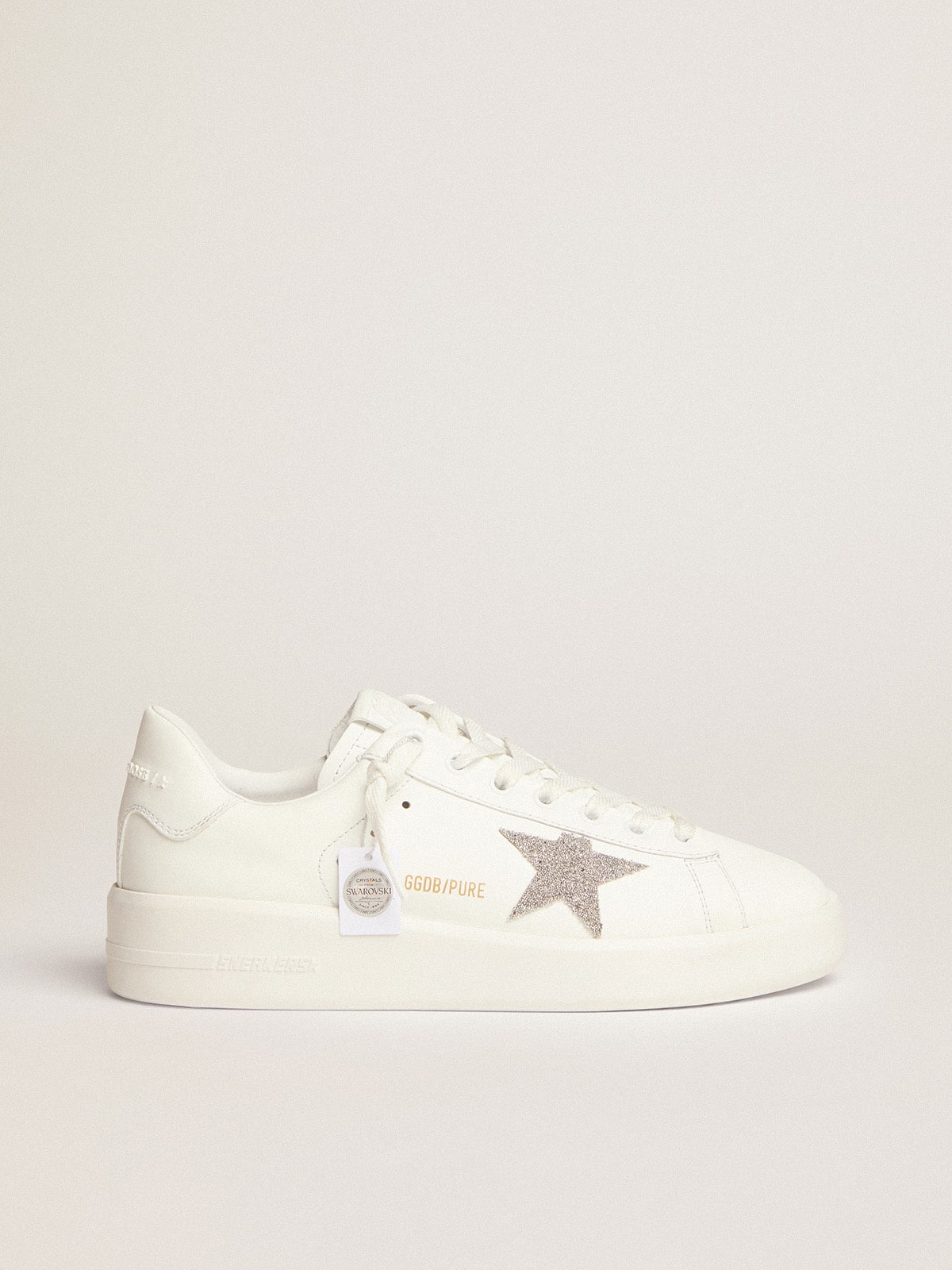 Women’s Purestar in white leather with silver Swarovski crystal star