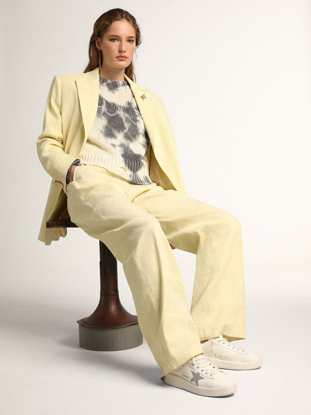 Women’s Purestar in white leather with silver Swarovski crystal star