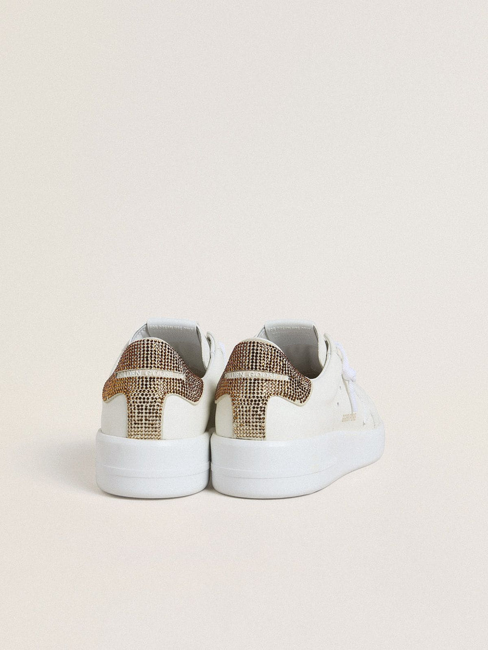 Women’s Purestar with white leather star and brown crystal heel tab