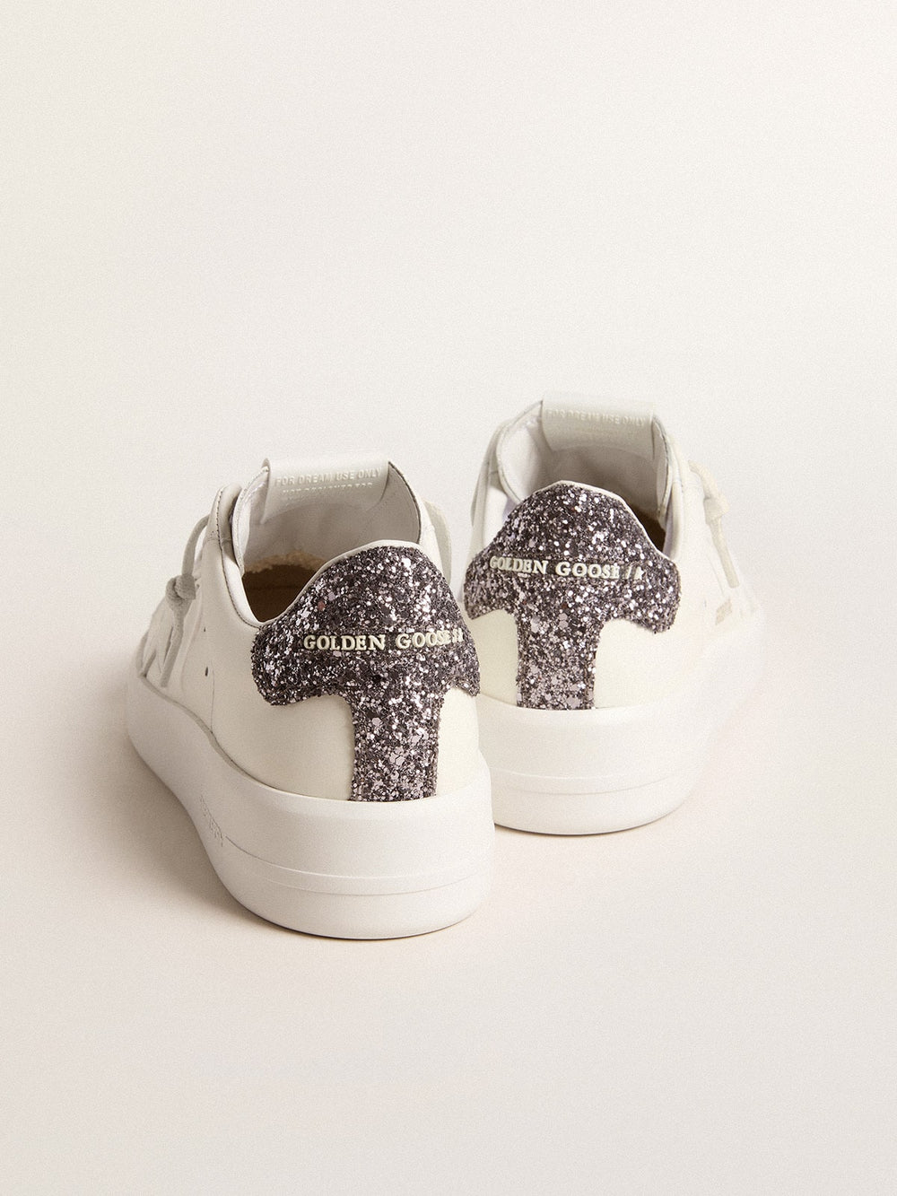 Women’s Purestar with white leather star and anthracite glitter heel tab