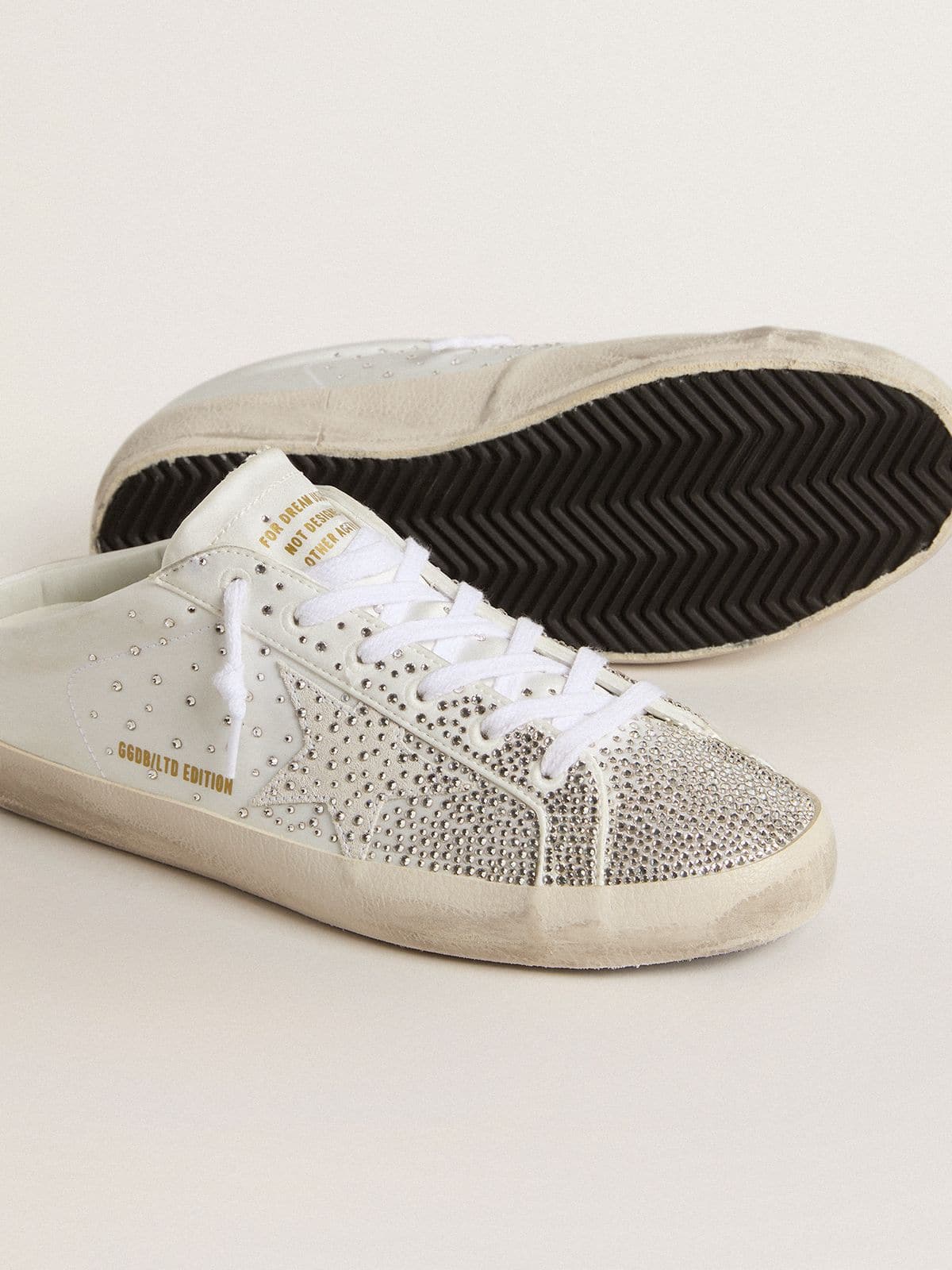 Women’s Super-Star Sabot LTD with gray suede star and Swarovski crystals