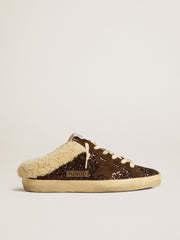 Super-Star Sabots in glitter with brown star and shearling lining