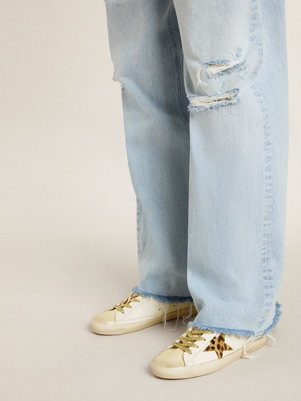 Super-Star Sabots with pony skin star and beige suede tongue