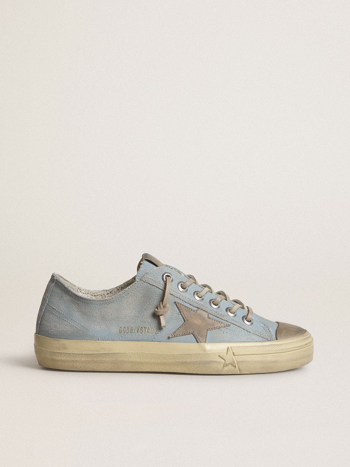 Women's V-Star in light blue canvas with dove-gray leather star