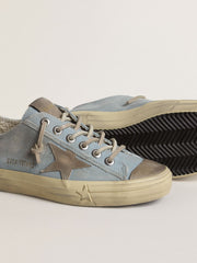 Women's V-Star in light blue canvas with dove-gray leather star