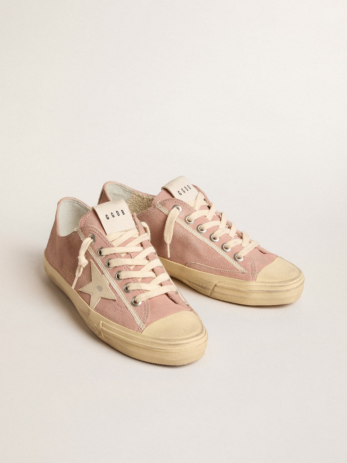 Women's V-Star in pink suede with cream leather star