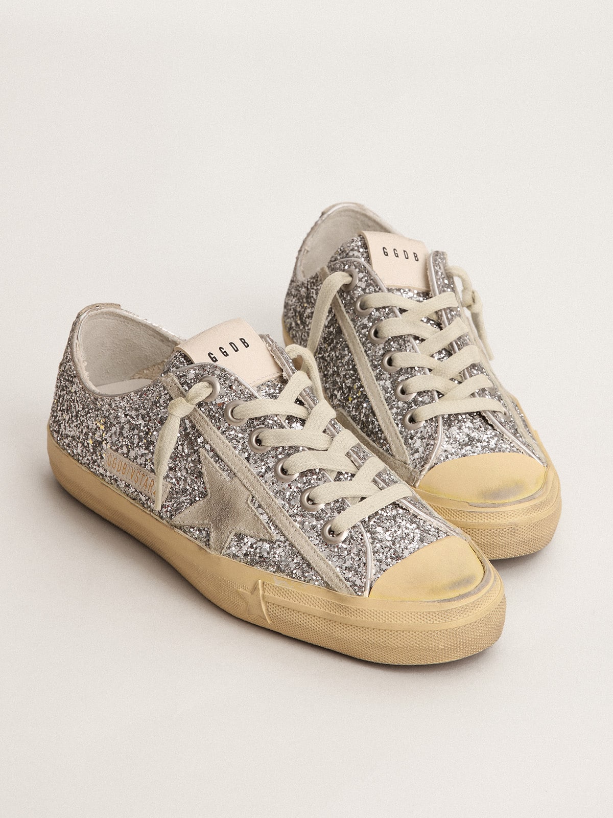 Women's V-Star in silver glitter with ice-gray suede star
