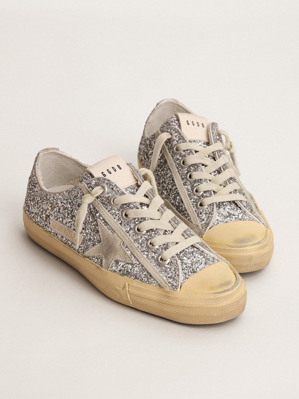 Women's V-Star in silver glitter with ice-gray suede star