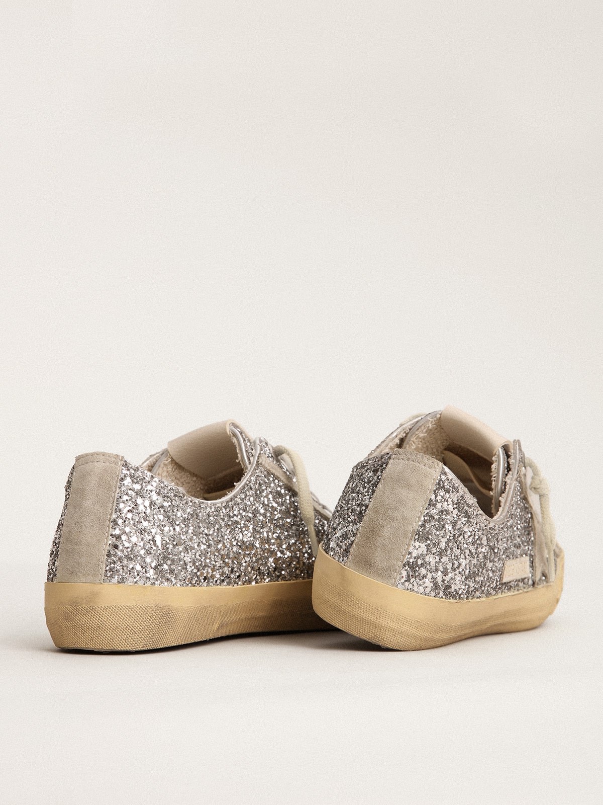 Women's V-Star in silver glitter with ice-gray suede star