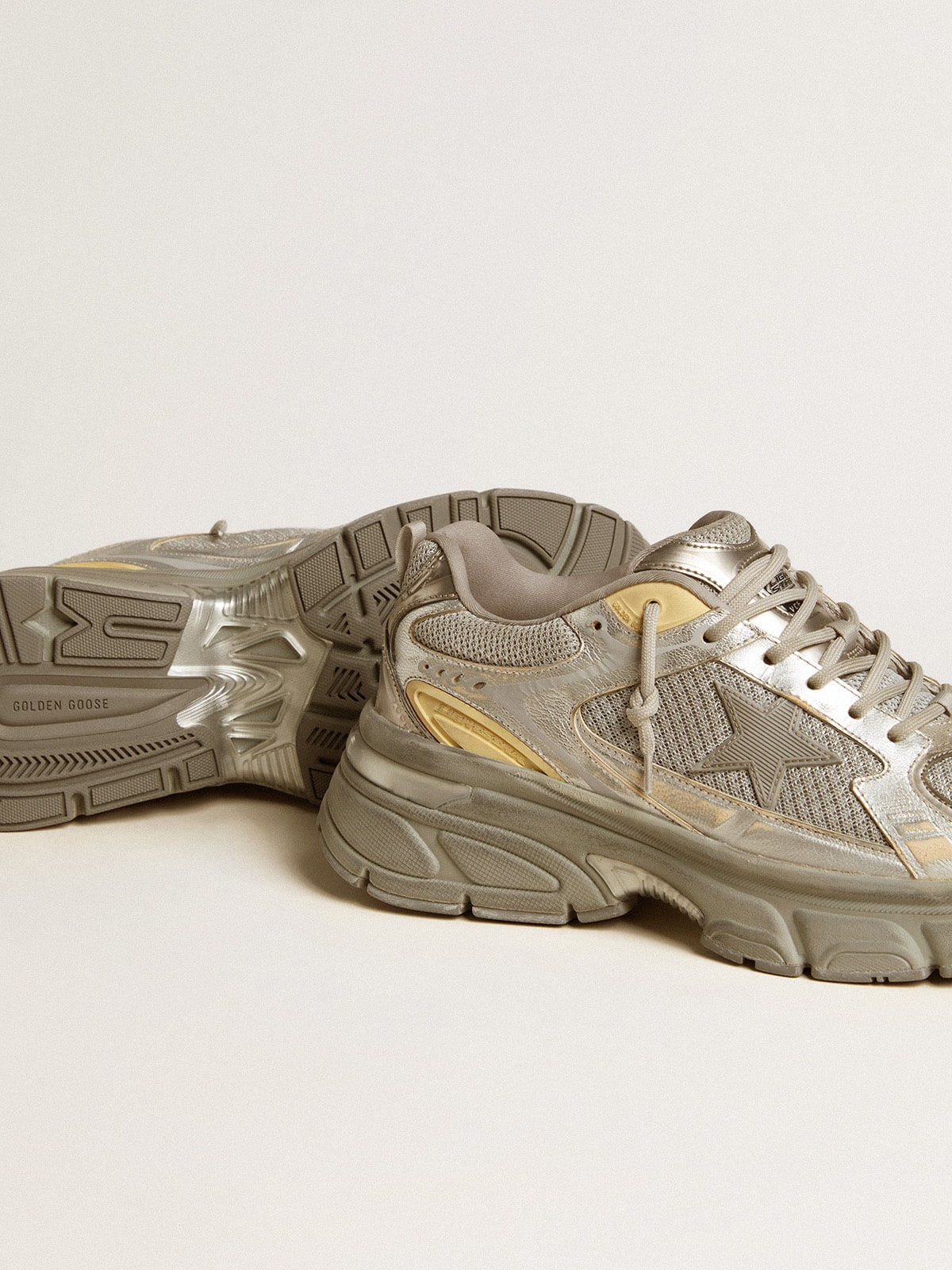 Women’s Lightstar in metallic leather and silver mesh with gray star