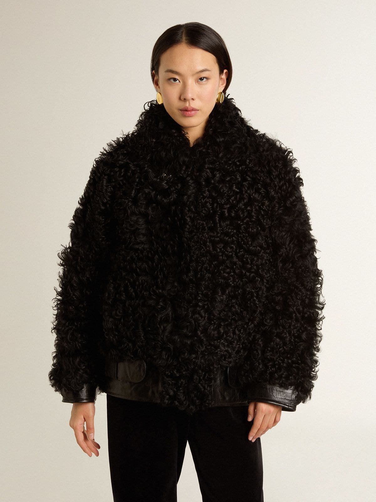 Women's black shearling jacket