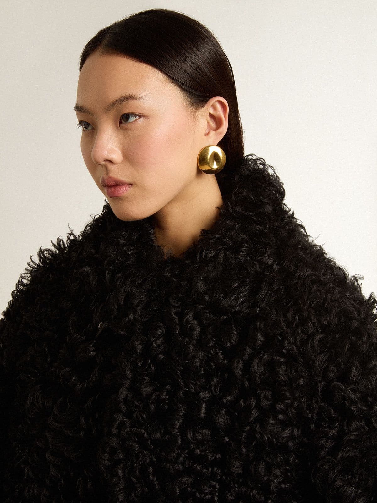 Women's black shearling jacket