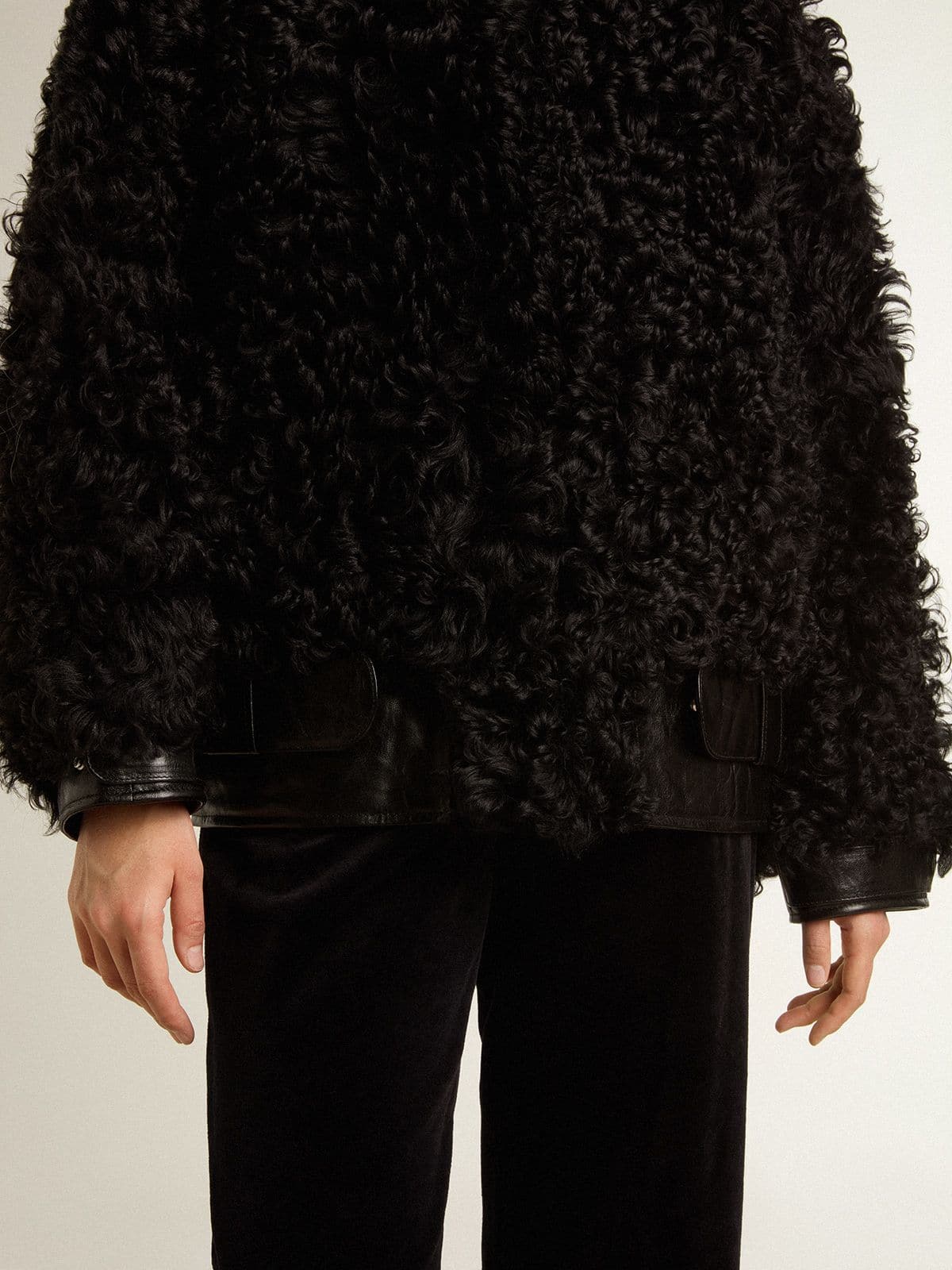 Women's black shearling jacket