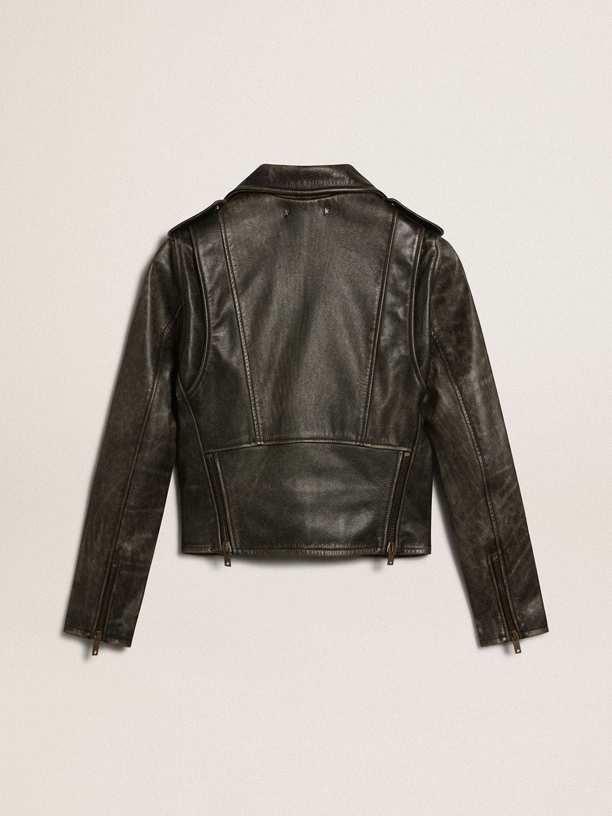 Women’s black leather biker jacket Golden Goose