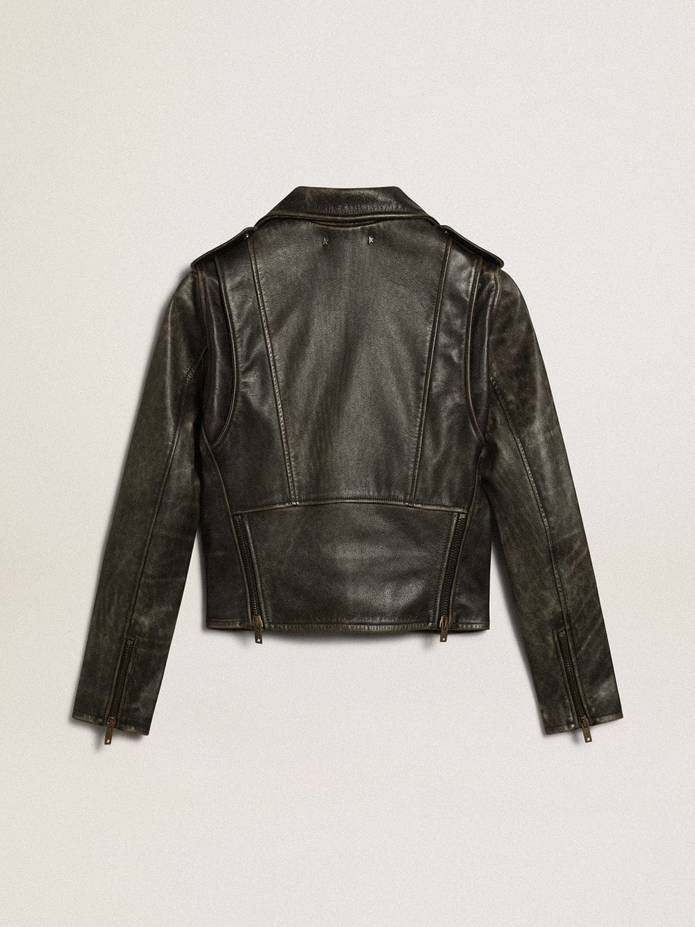 Women’s black leather biker jacket Golden Goose
