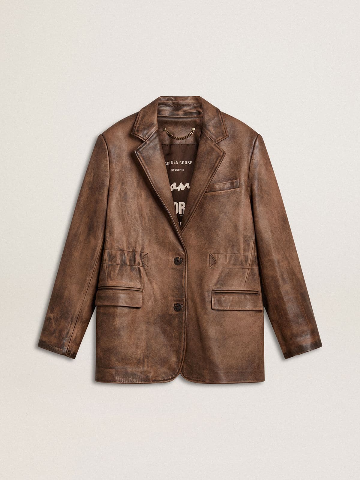 Women's brown leather jacket