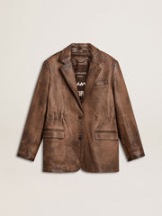 Women's brown leather jacket