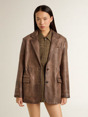 Women's brown leather jacket
