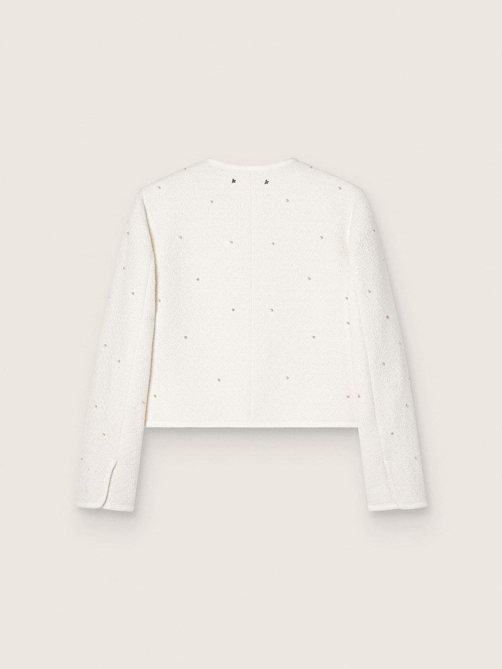 Women’s boxy jacket in bouclé cotton with all-over beads