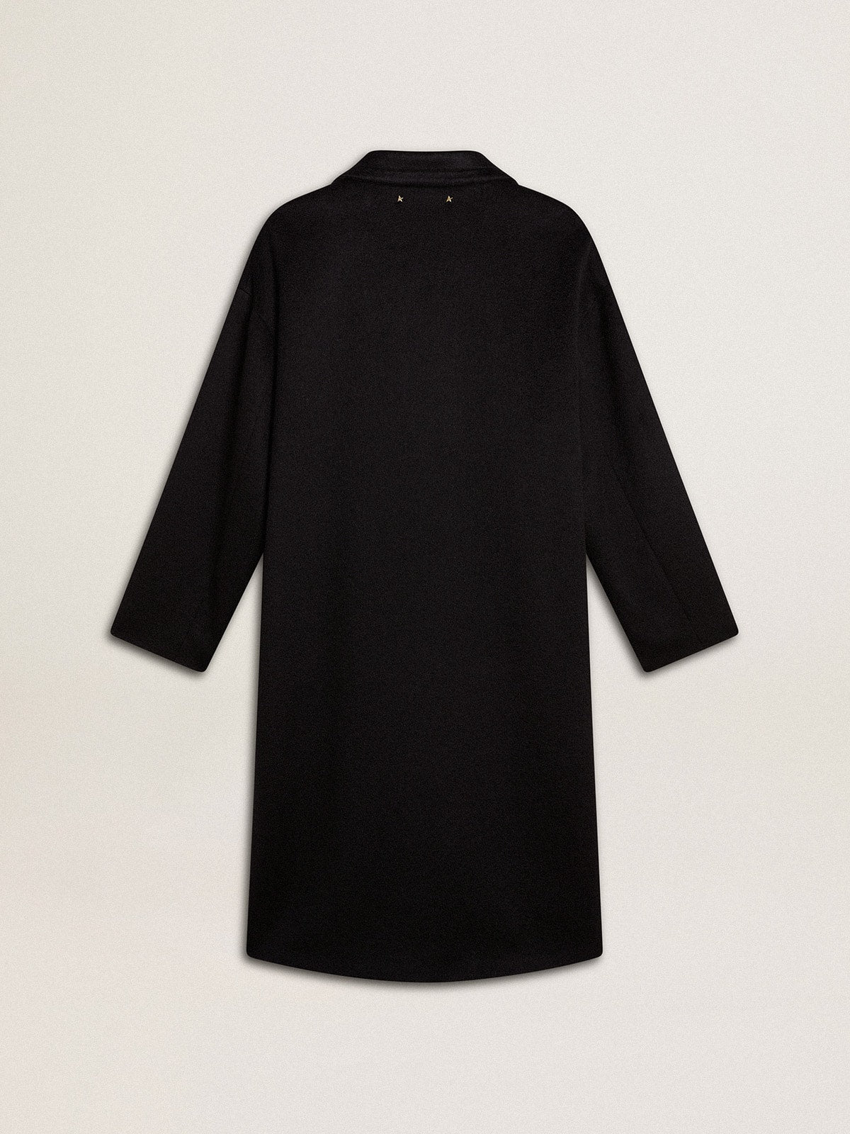 Women's single-breasted black cocoon coat