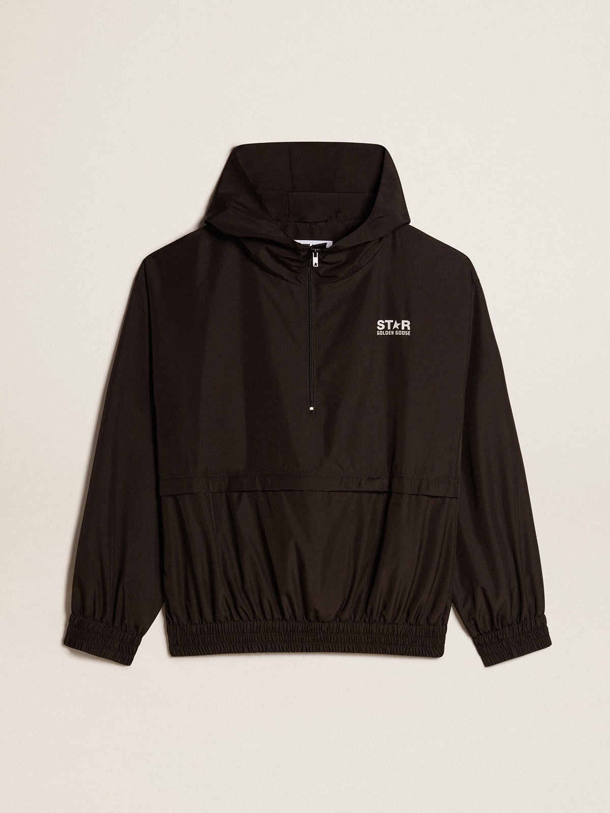 Black windbreaker with hood