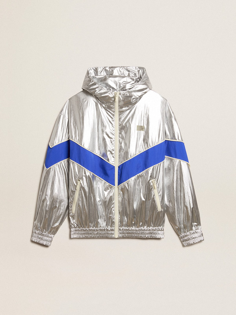 Women’s windcheater in silver technical fabric