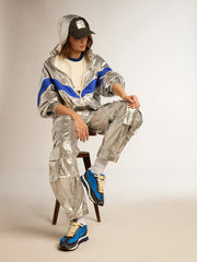 Women’s windcheater in silver technical fabric