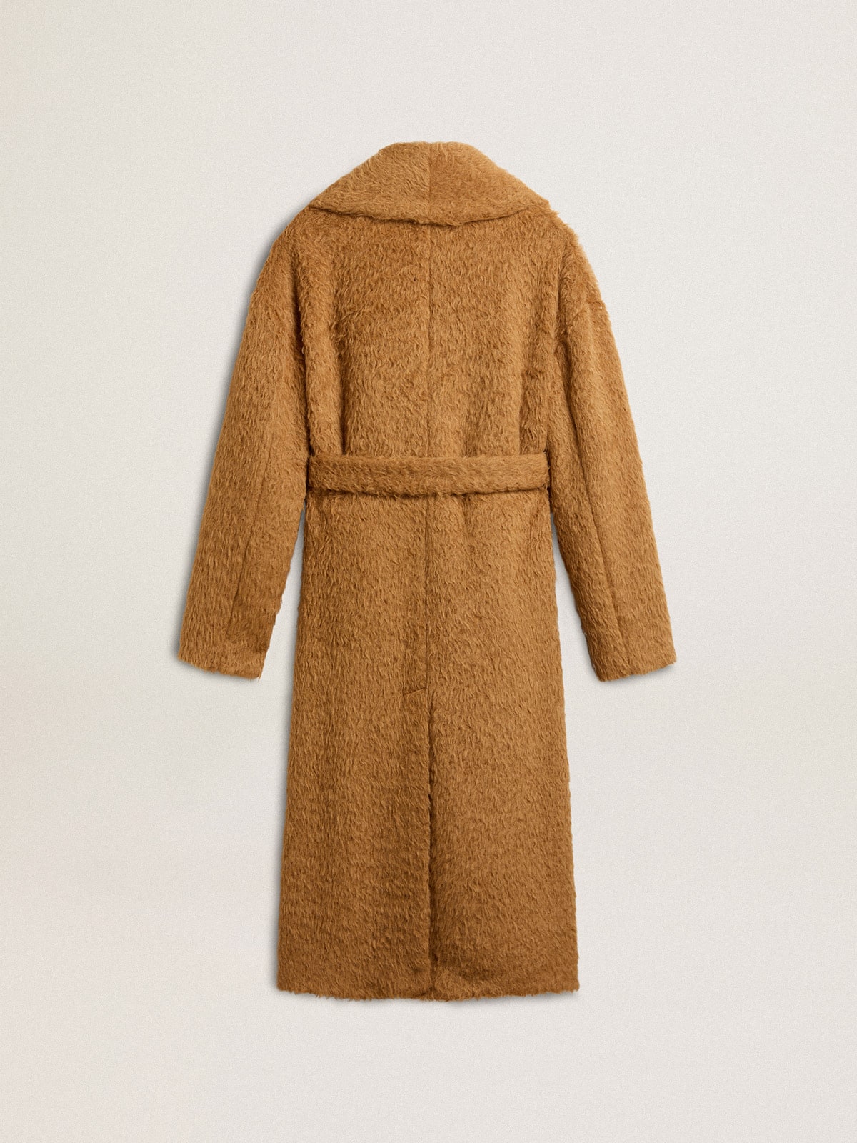 Women's coat with shawl collar in tobacco