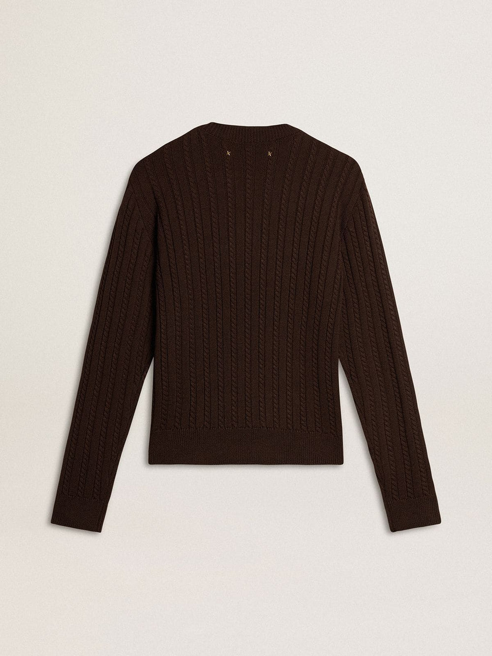 Women's crew-neck sweater in wool blend with gold buttons