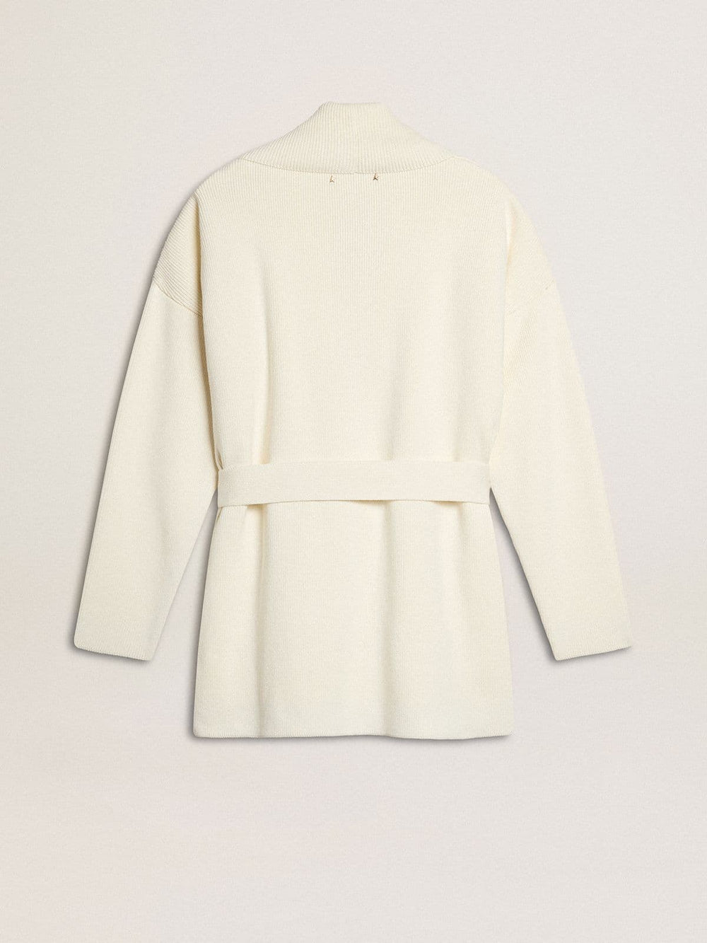 Women's cream-colored cotton cardigan with floral embroidery