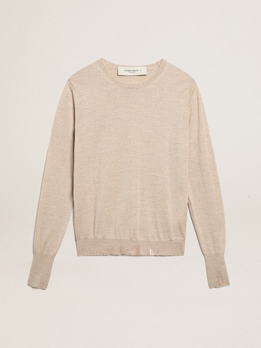 Women's sweater in light brown merino wool