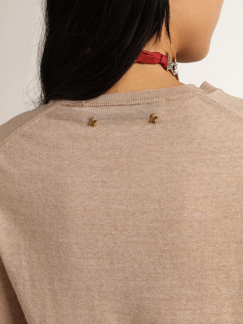 Women's sweater in light brown merino wool