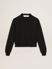 Women’s round-neck sweater in dark blue cotton