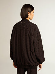 Women’s black cardigan with shaded embroidery