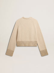 Women's boxy sweater in wool with hotfix crystal decoration