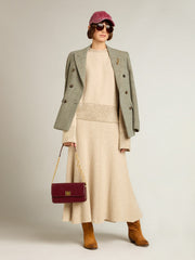 Women's boxy sweater in wool with hotfix crystal decoration