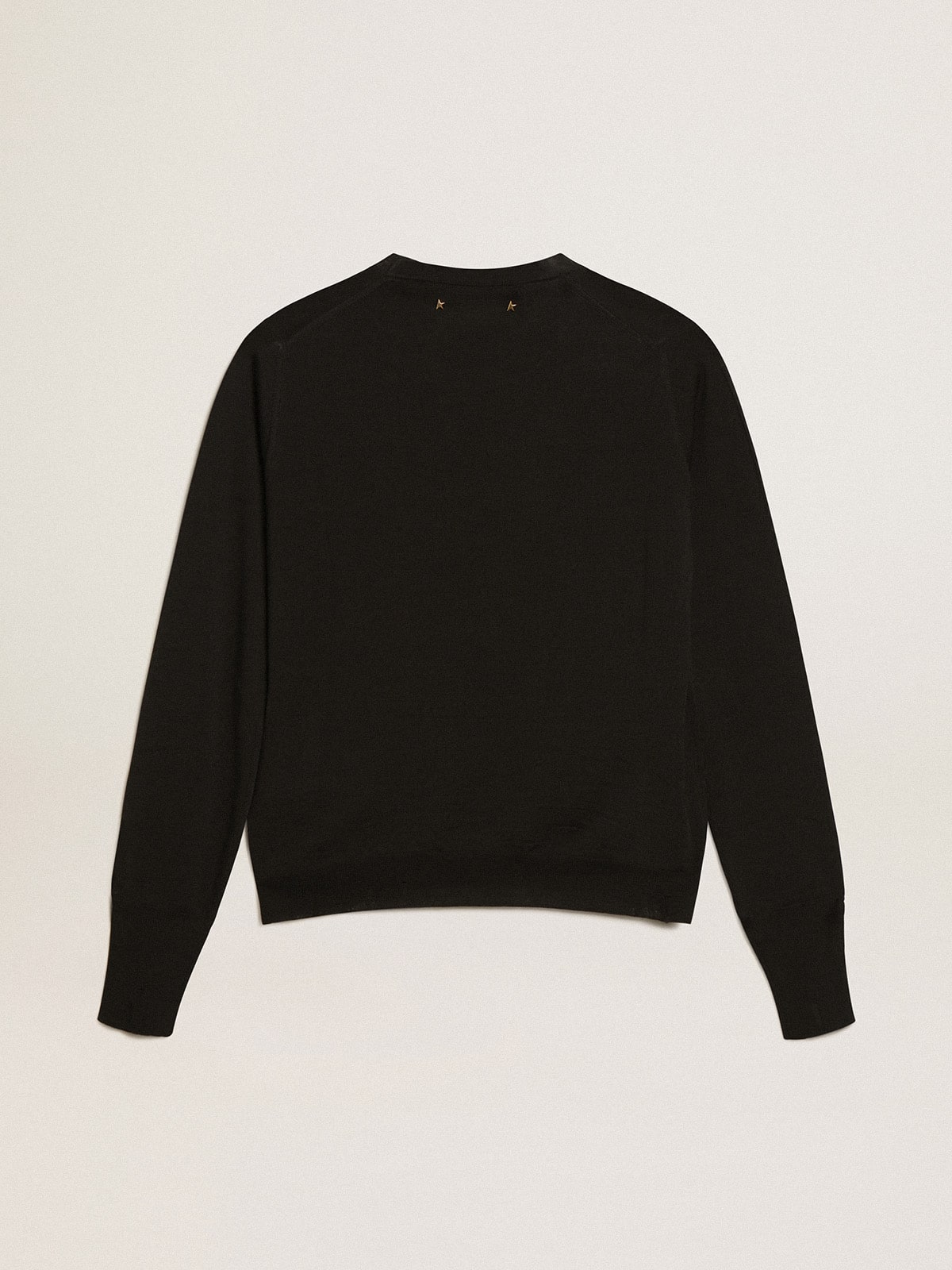 Women's round-neck sweater in black wool