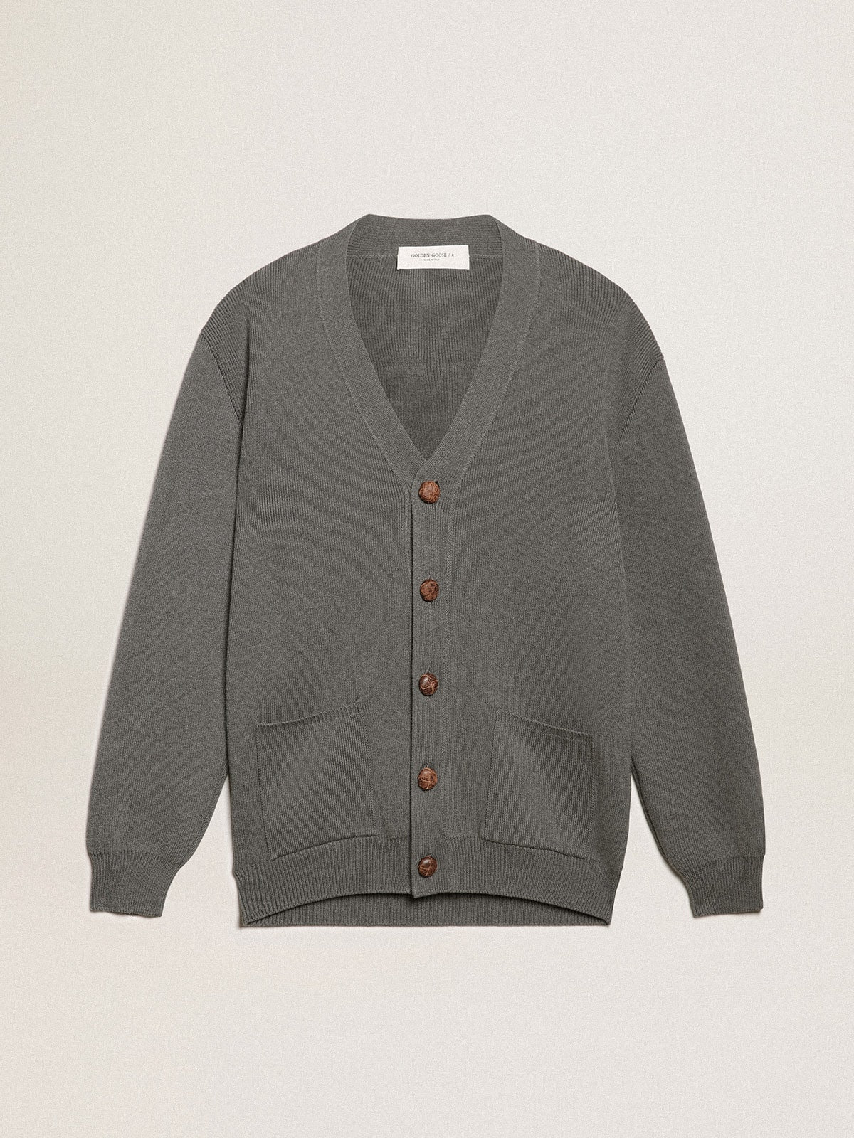 Women's grey cotton cardigan with buttons Golden Goose