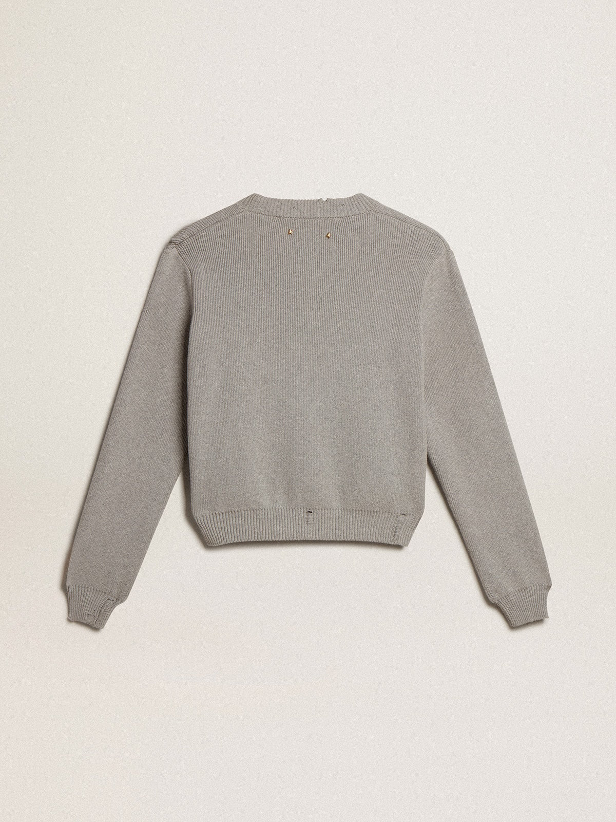 Women's round-neck sweater in gray cotton