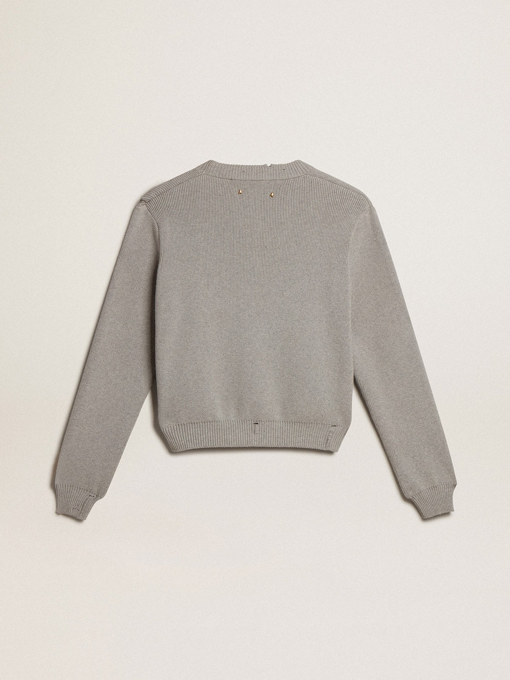 Women's round-neck sweater in gray cotton