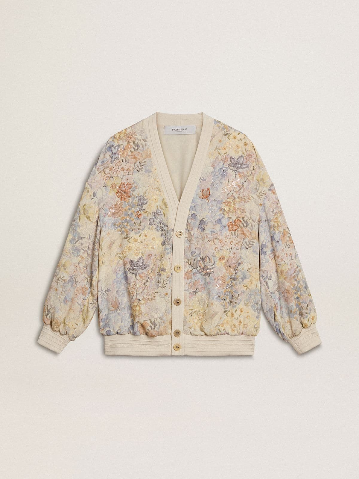 Women’s cardigan with floral print and embroidery