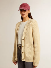Women's cotton cardigan with embroidery on the front