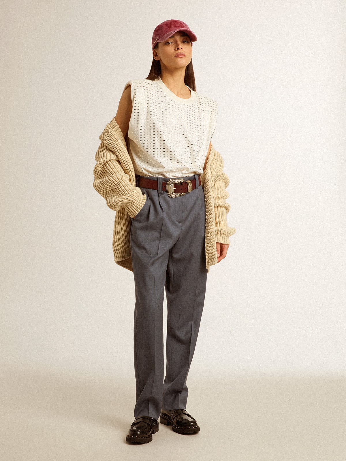 Women's cotton cardigan with embroidery on the front