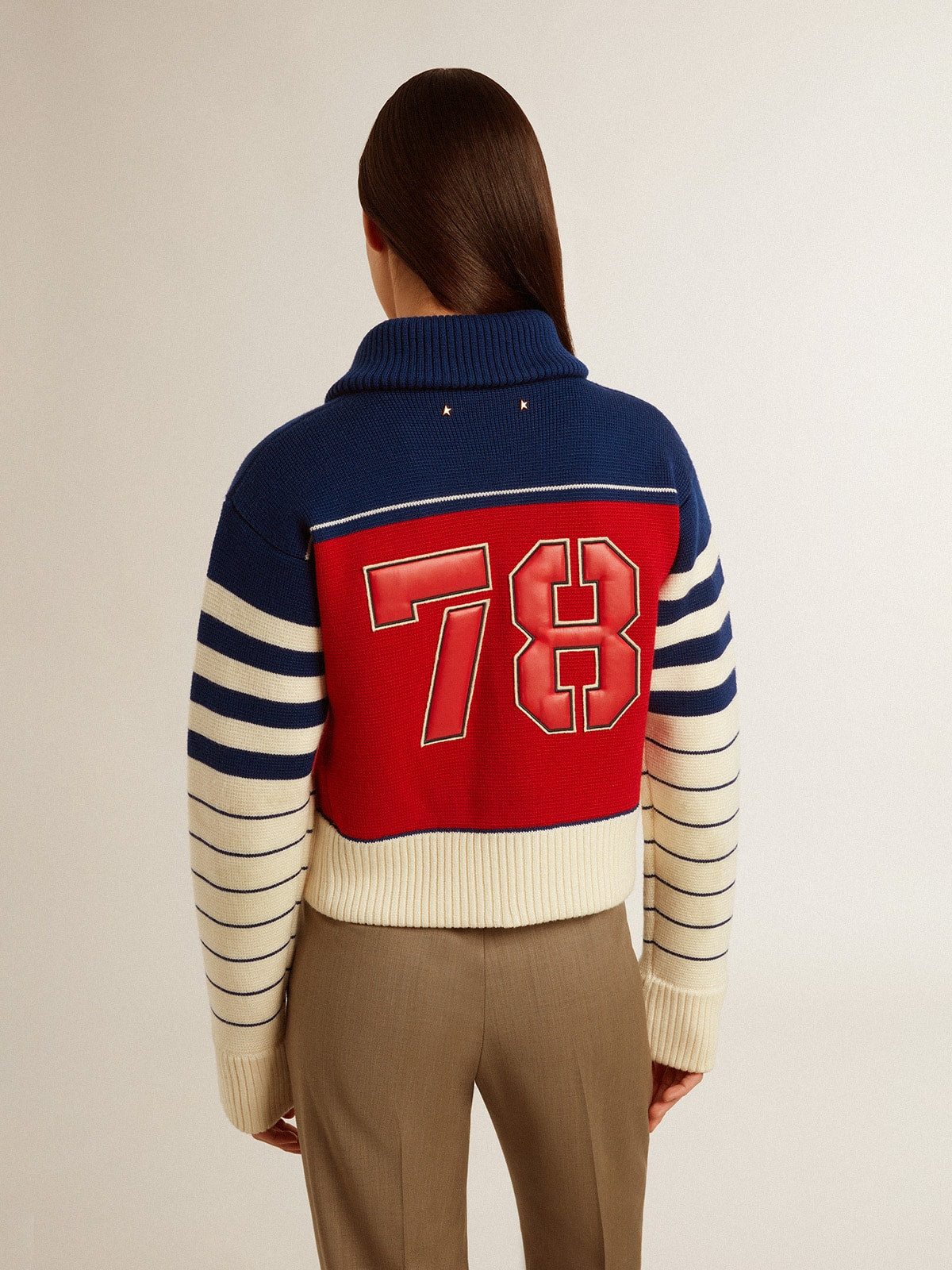 Women’s multicolor striped wool cropped sweatshirt