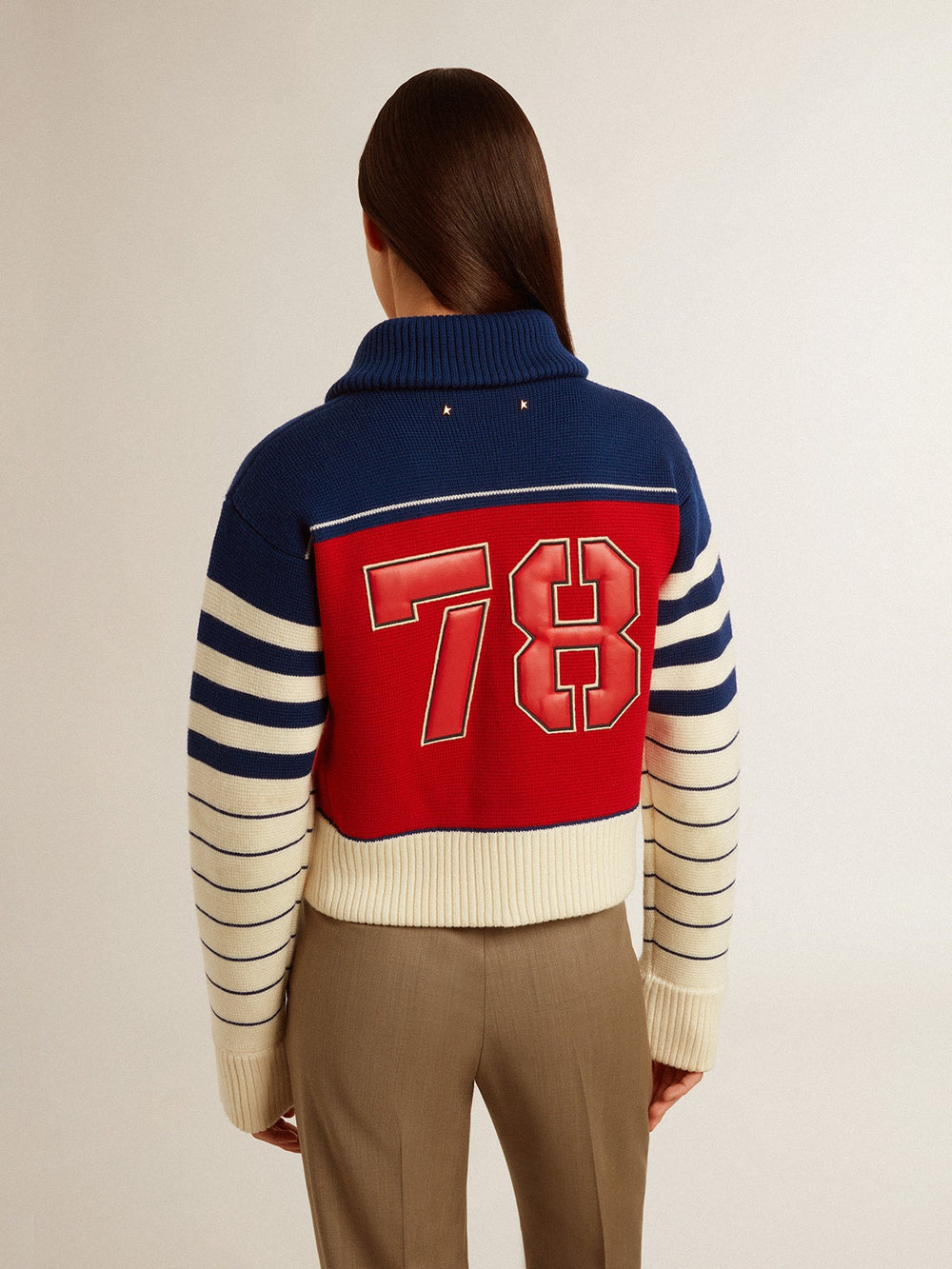 Women’s multicolor striped wool cropped sweatshirt